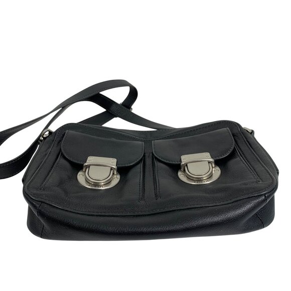 Fossil Riley Black Leather Top Zip Camera Adjustable Crossbody Shoulder Bag - Picture 7 of 14